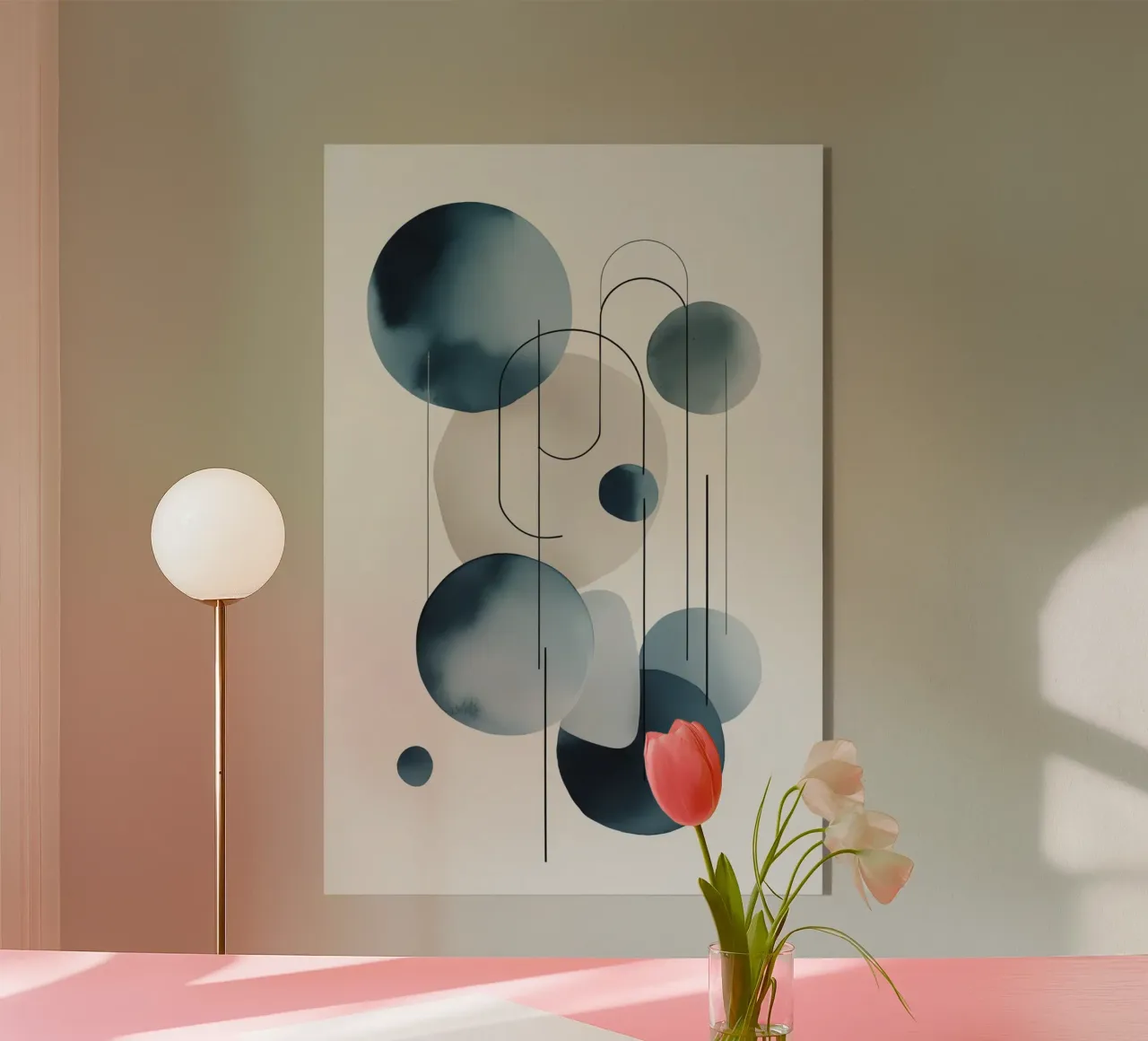 Abstracte cirkels en bogen compositie acryl van DesignDoodle