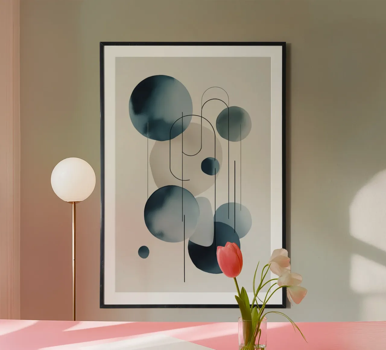 Composición abstracta de círculos y arcos poster de DesignDoodle