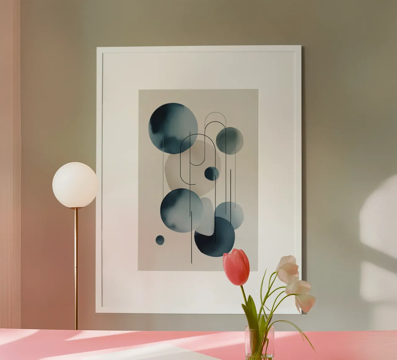 Composición abstracta de círculos y arcos poster de DesignDoodle