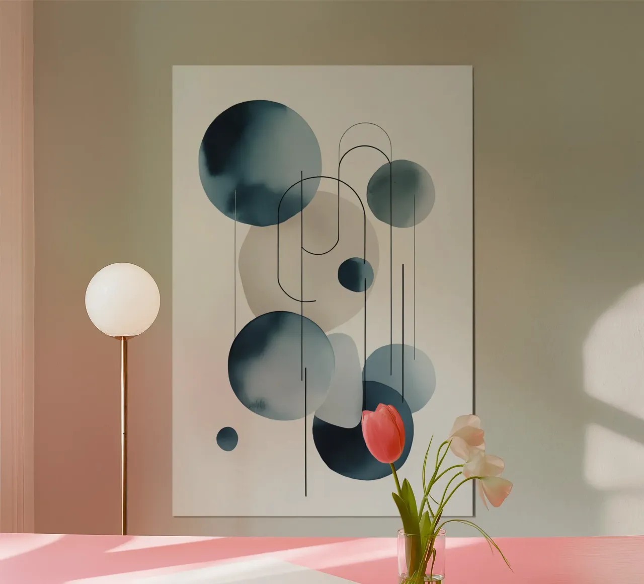 Composición abstracta de círculos y arcos poster de DesignDoodle