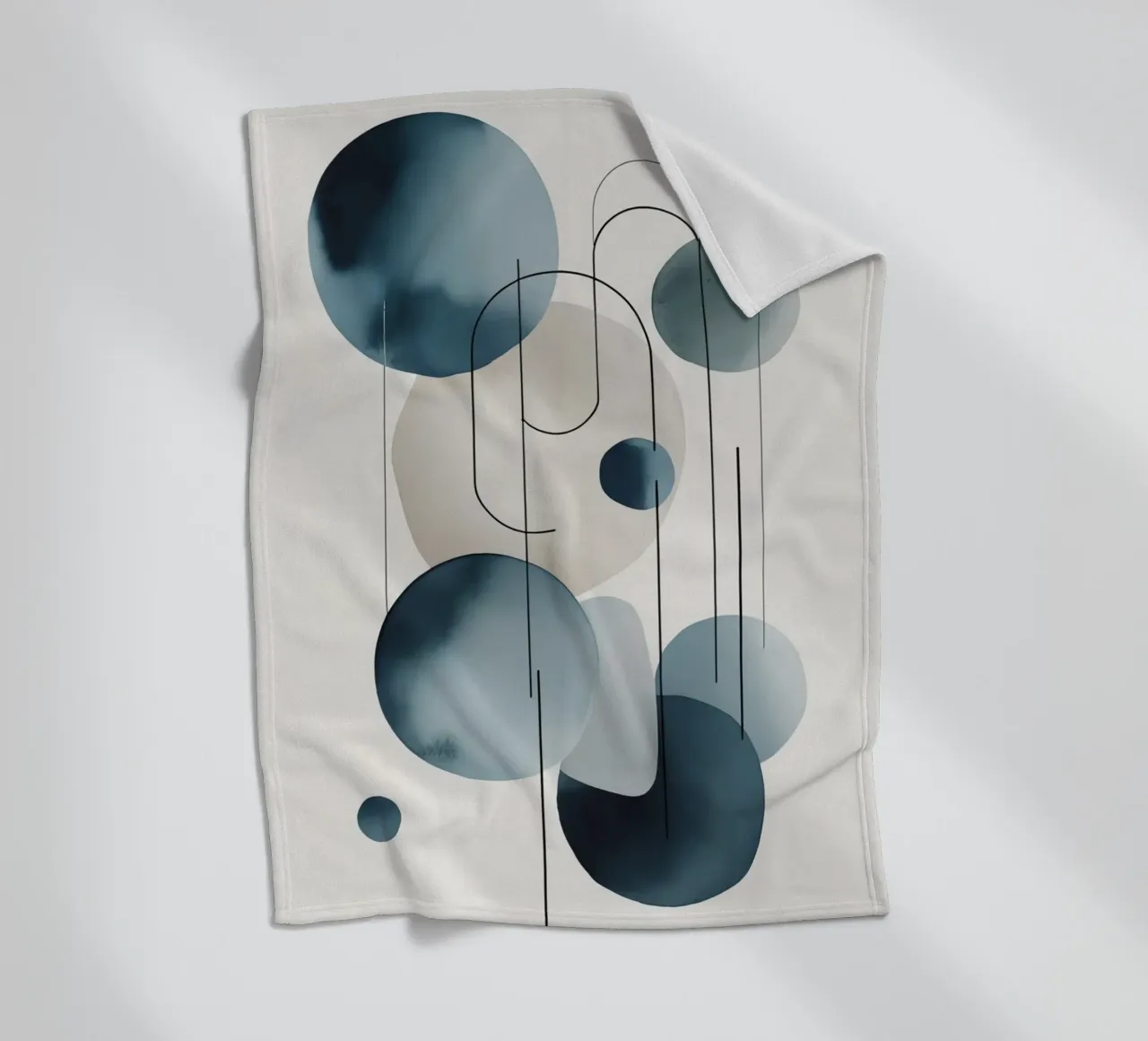 Abstract Circles and Arcs Composition fleece blanket by DesignDoodle