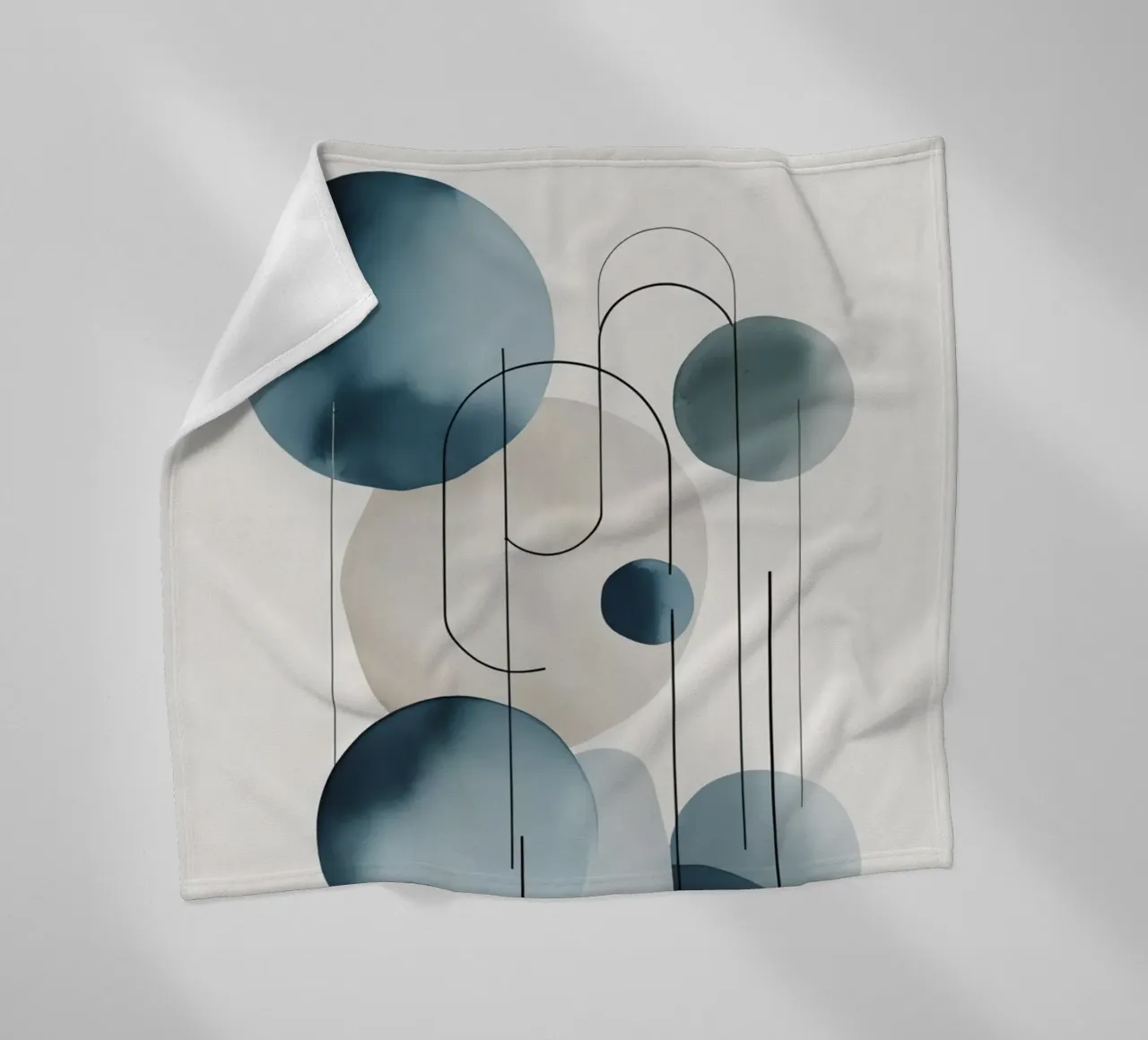 Abstract Circles and Arcs Composition fleece blanket by DesignDoodle