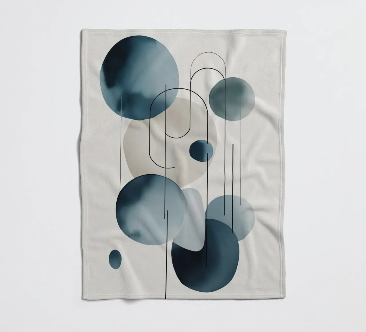 Abstract Circles and Arcs Composition fleece blanket by DesignDoodle