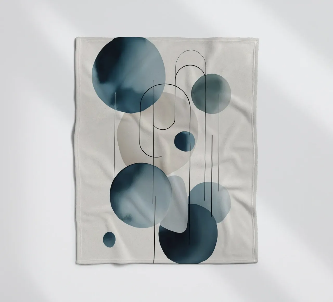Abstract Circles and Arcs Composition fleece blanket by DesignDoodle
