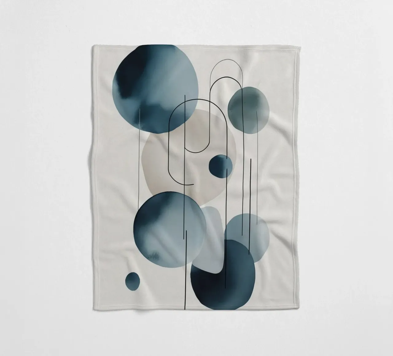 Abstract Circles and Arcs Composition fleece blanket by DesignDoodle