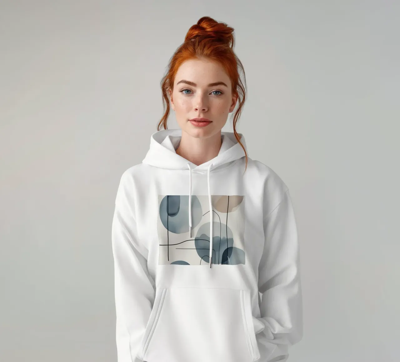 Forme organiche astratte con linee nere felpa con cappuccio da DesignDoodle