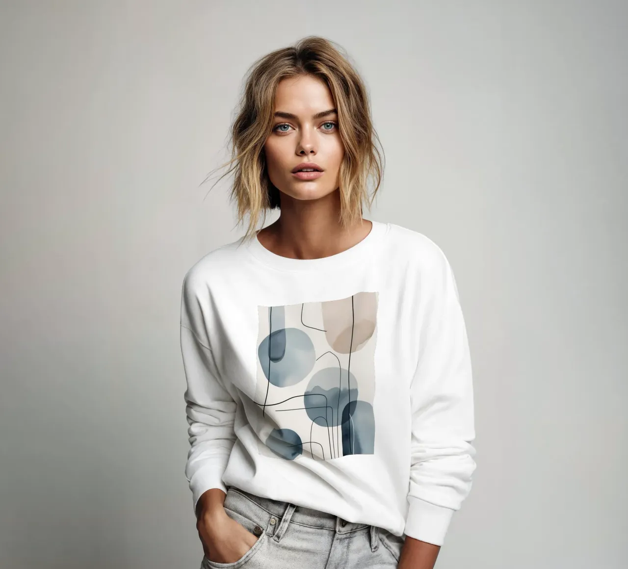 Formas orgánicas abstractas con líneas negras sudadera de DesignDoodle