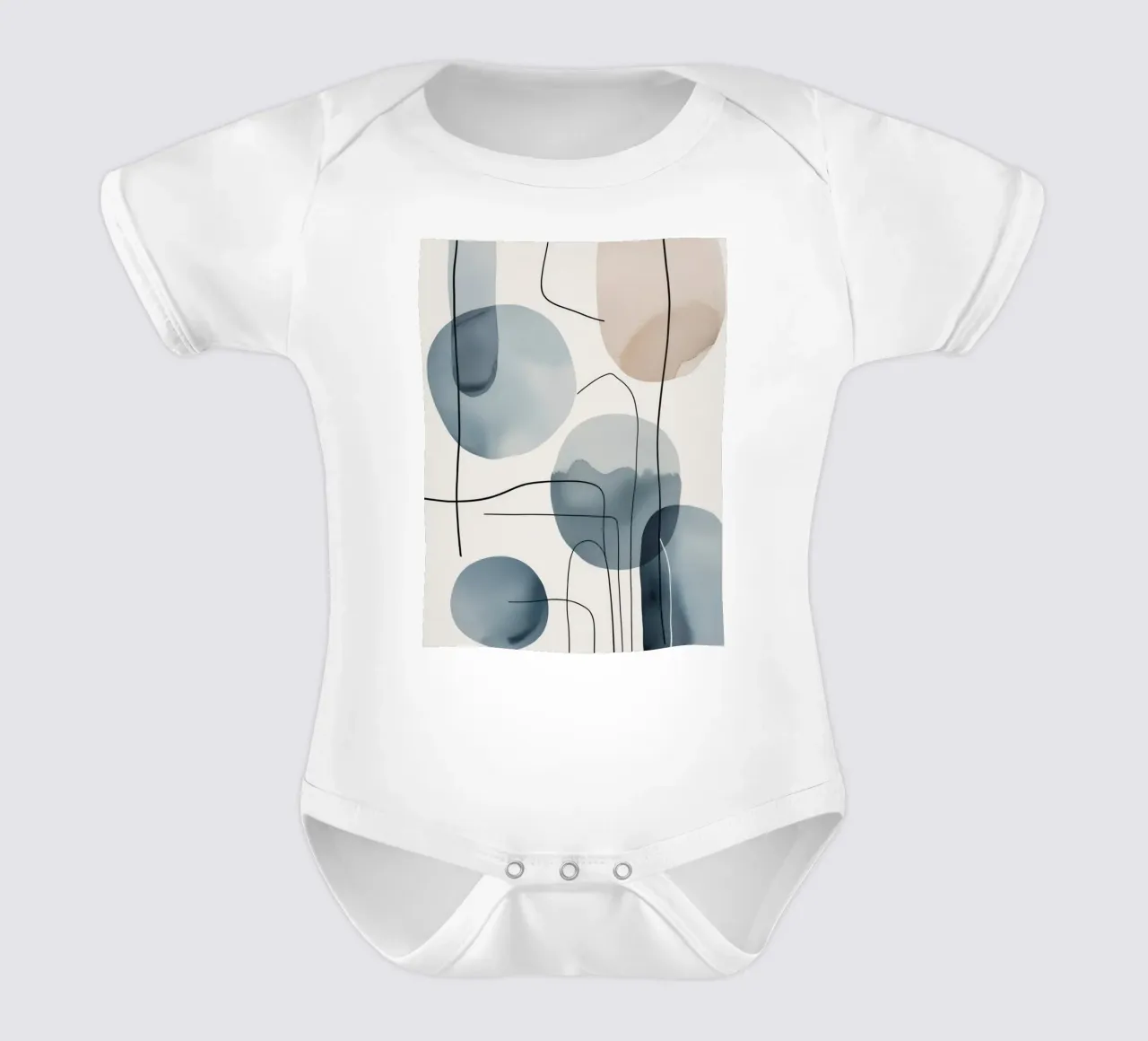 Forme organiche astratte con linee nere body neonato maniche corte da DesignDoodle