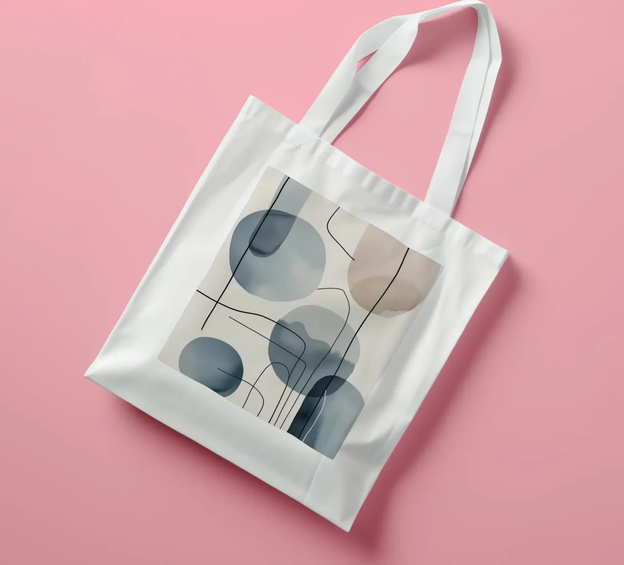 Forme organiche astratte con linee nere borsa in juta da DesignDoodle