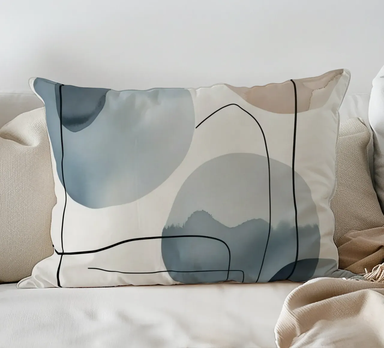 Forme organiche astratte con linee nere cuscino da DesignDoodle