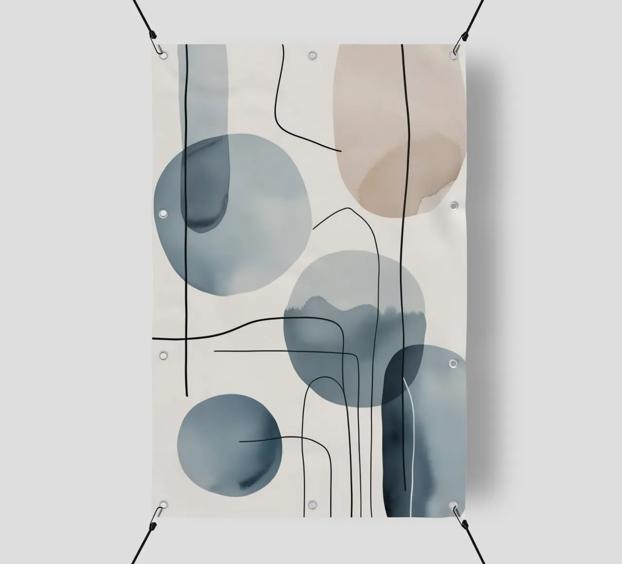 Forme organiche astratte con linee nere telo in pvc da DesignDoodle