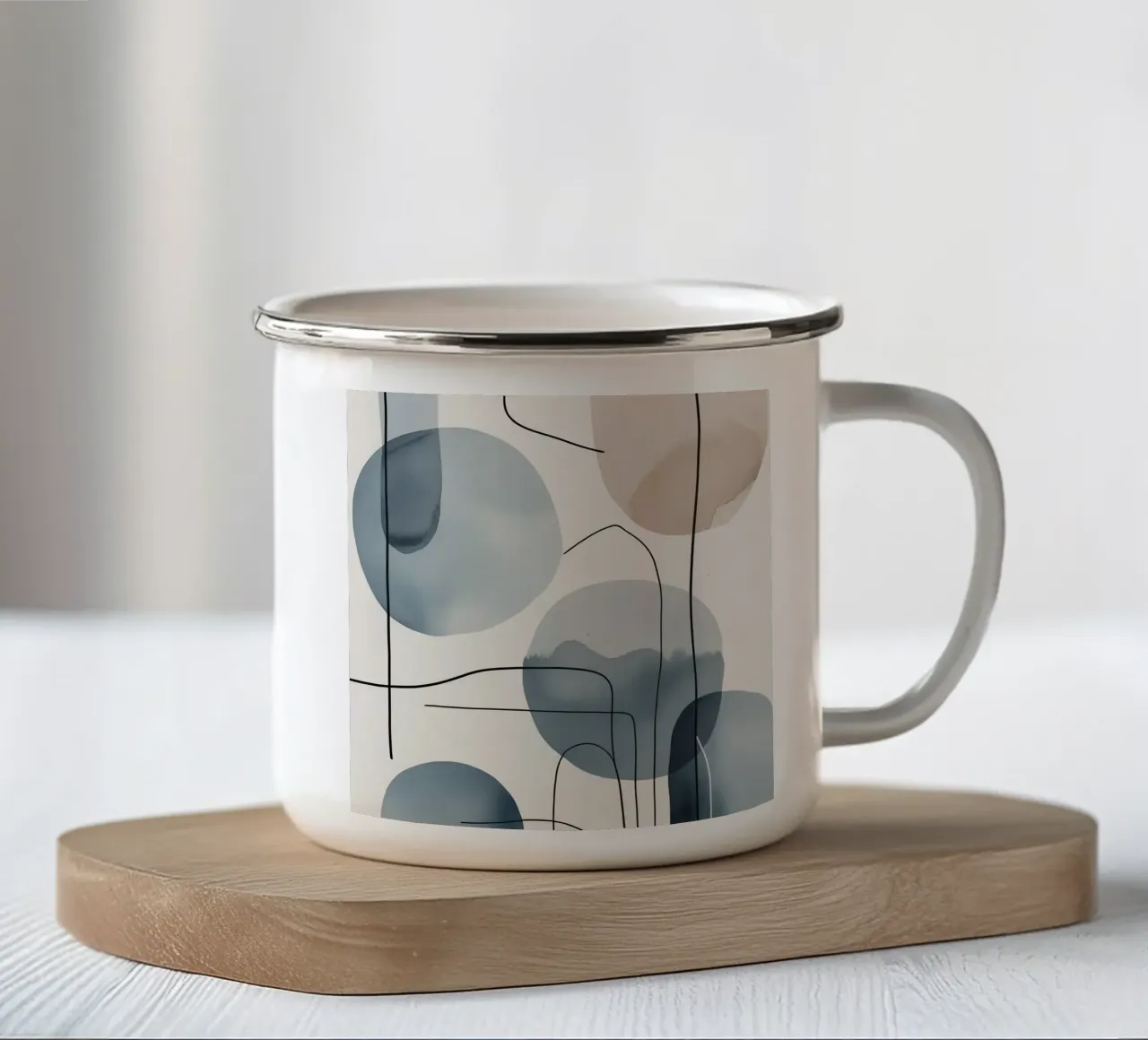 Forme organiche astratte con linee nere tazza in smalto da DesignDoodle
