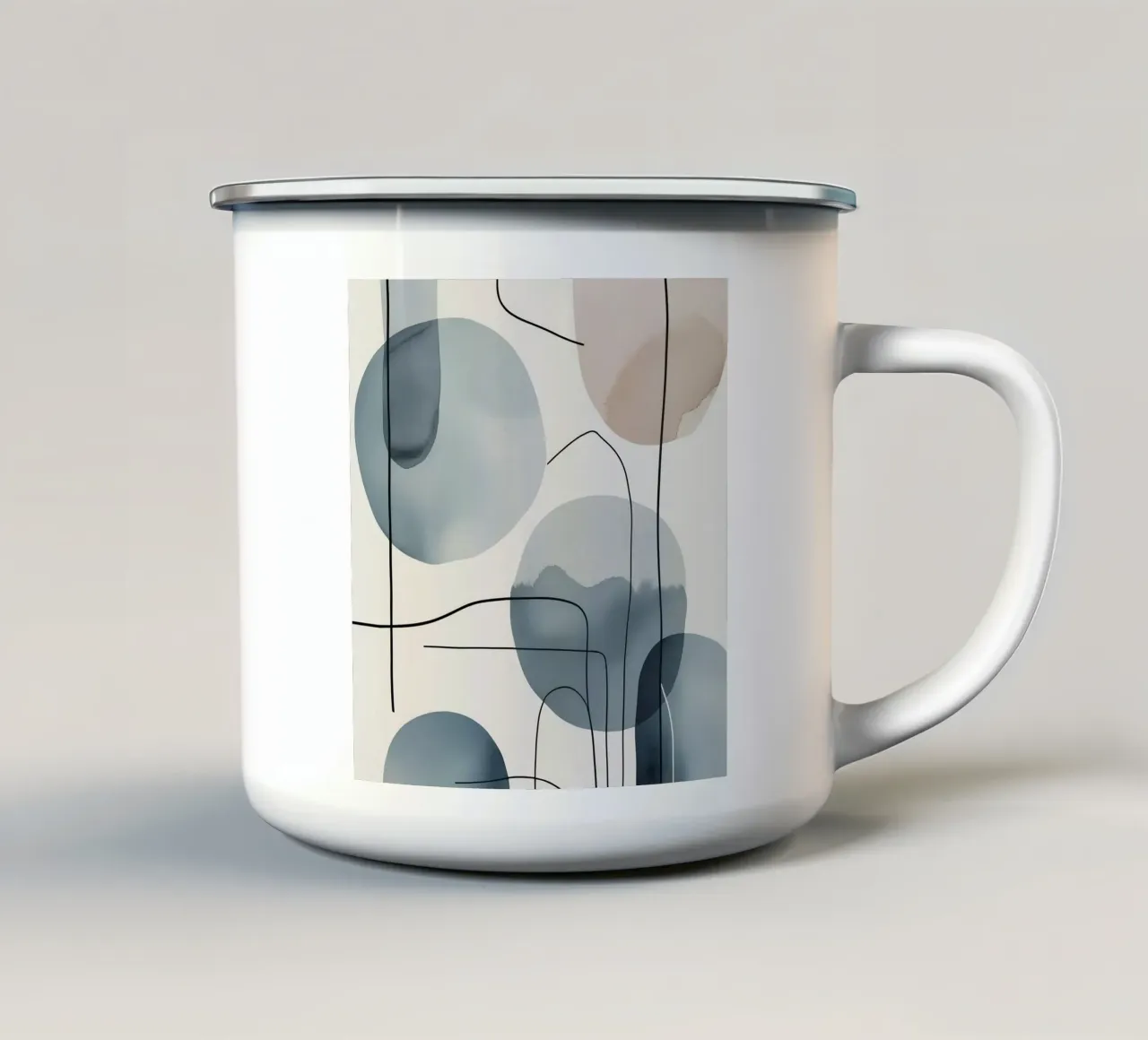 Forme organiche astratte con linee nere tazza in smalto da DesignDoodle