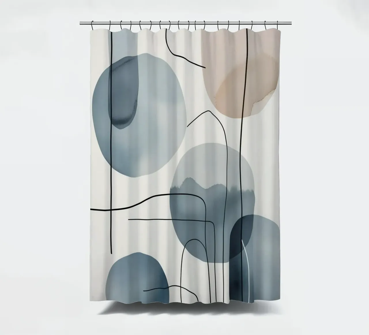 Forme organiche astratte con linee nere tenda da doccia da DesignDoodle