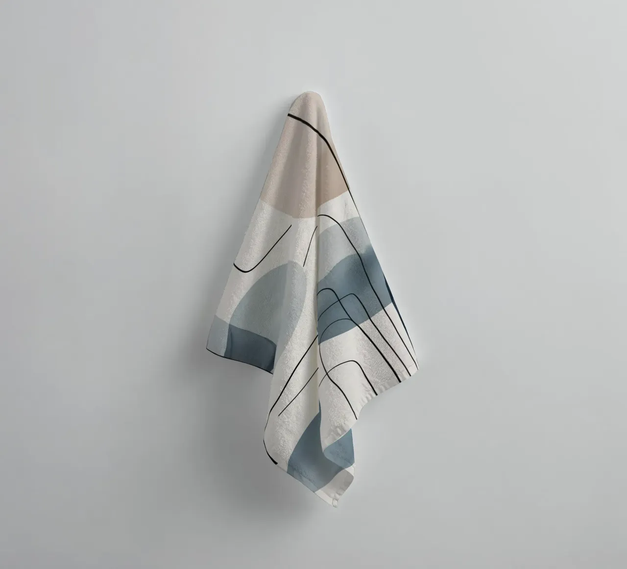 Abstract Organic Shapes with Black Lines towel by DesignDoodle