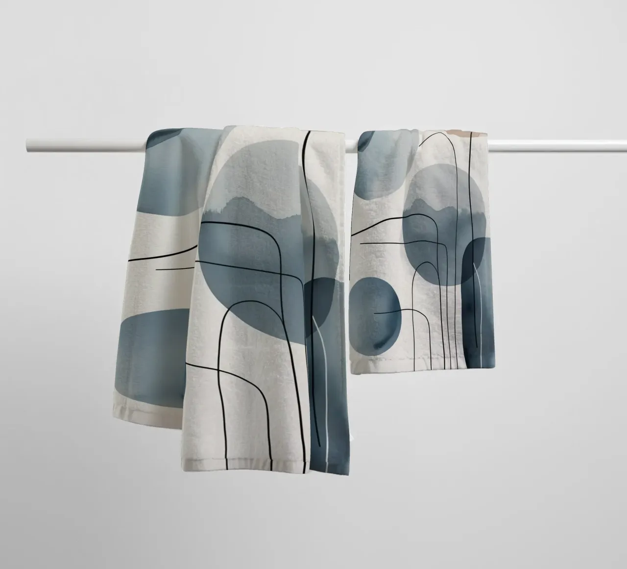 Abstract Organic Shapes with Black Lines towel by DesignDoodle