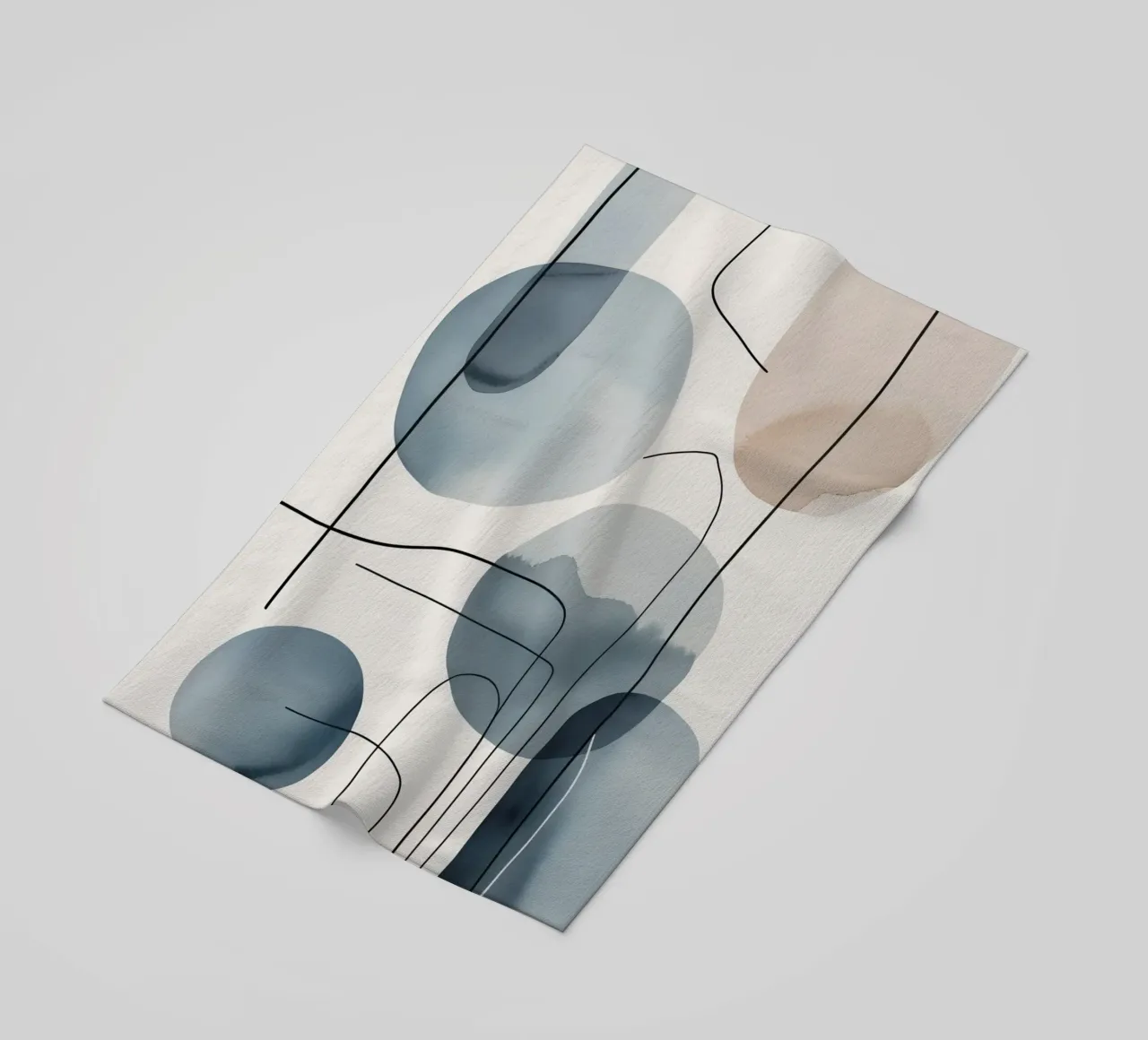 Forme organiche astratte con linee nere telo mare da DesignDoodle