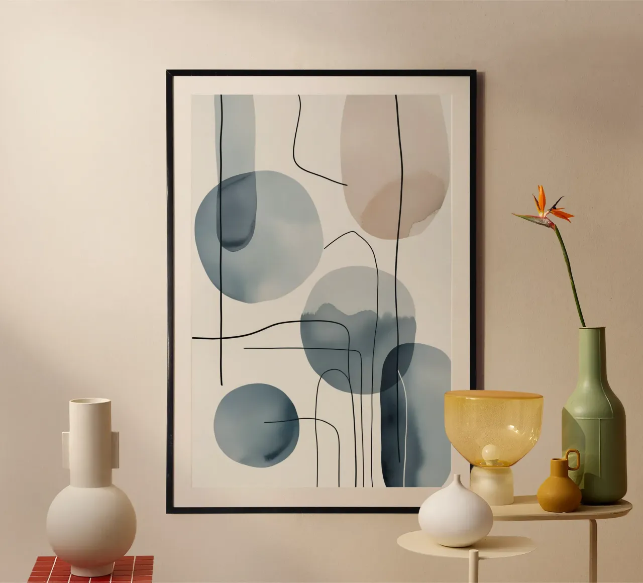 Forme organiche astratte con linee nere carta hahnemühle da DesignDoodle