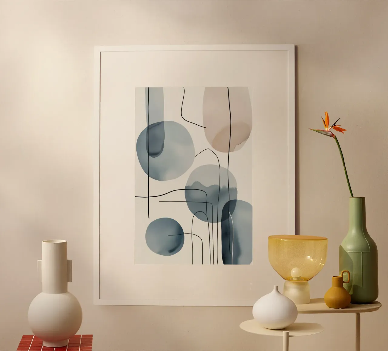 Forme organiche astratte con linee nere carta hahnemühle da DesignDoodle
