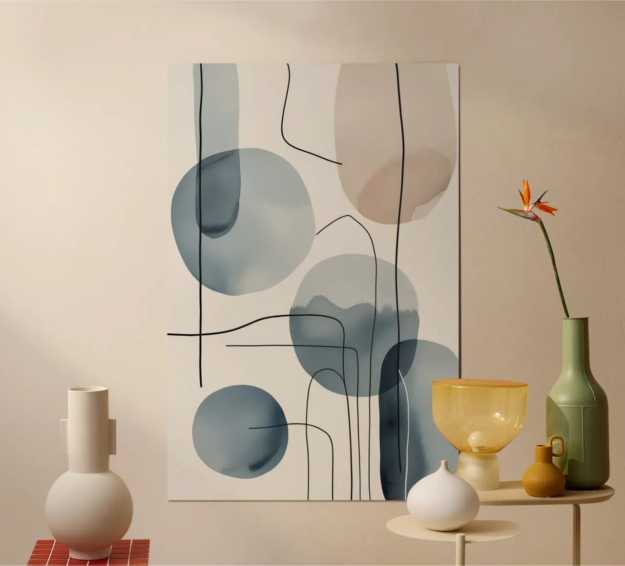 Forme organiche astratte con linee nere carta hahnemühle da DesignDoodle