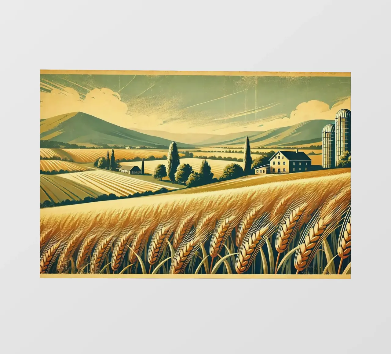 Poster d'epoca dei Campi Dorati pellicola backlit da Wanderlust Vibes