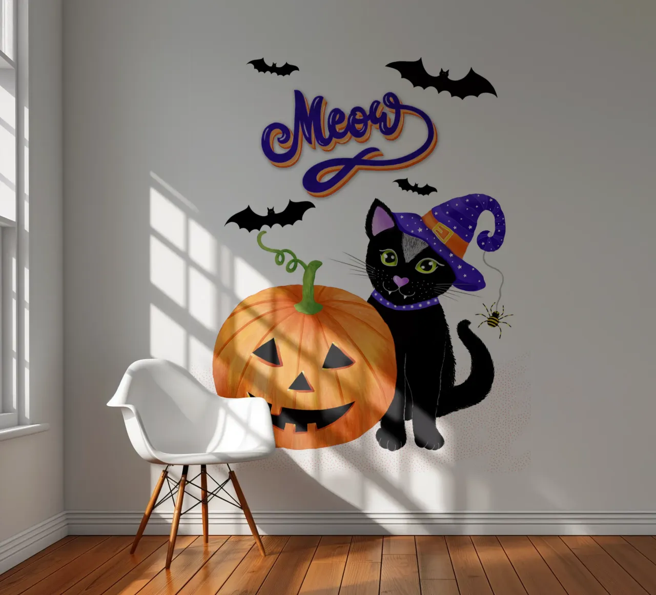 Meow, Halloween with black cat photo wallpaper by CalliLetters
