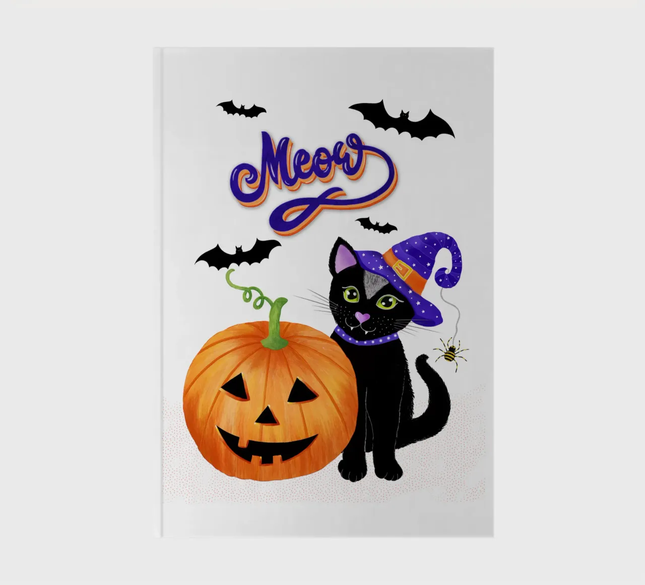 Meow, Halloween with black cat notebook by CalliLetters