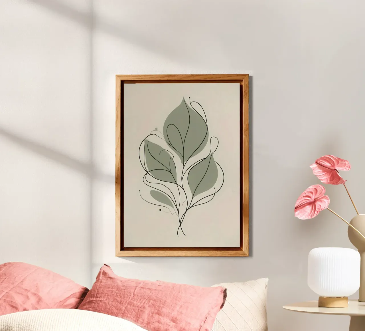 Line art minimaliste con elementi di fogliame tropicale alluminio dibond da Bloom And Brush