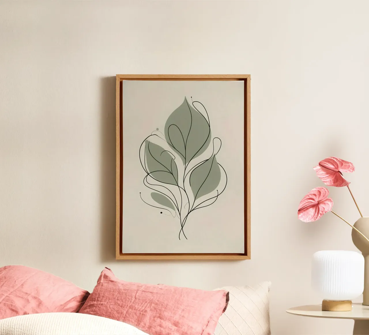 Line art minimaliste con elementi di fogliame tropicale tela da Bloom And Brush