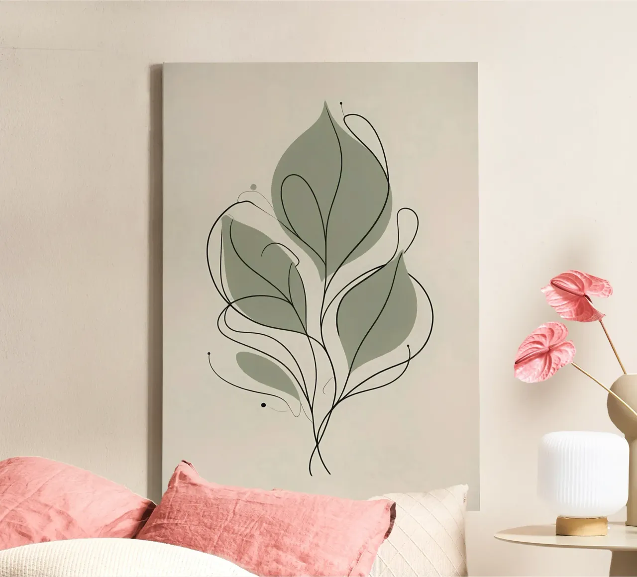 Line art minimaliste con elementi di fogliame tropicale tela da Bloom And Brush