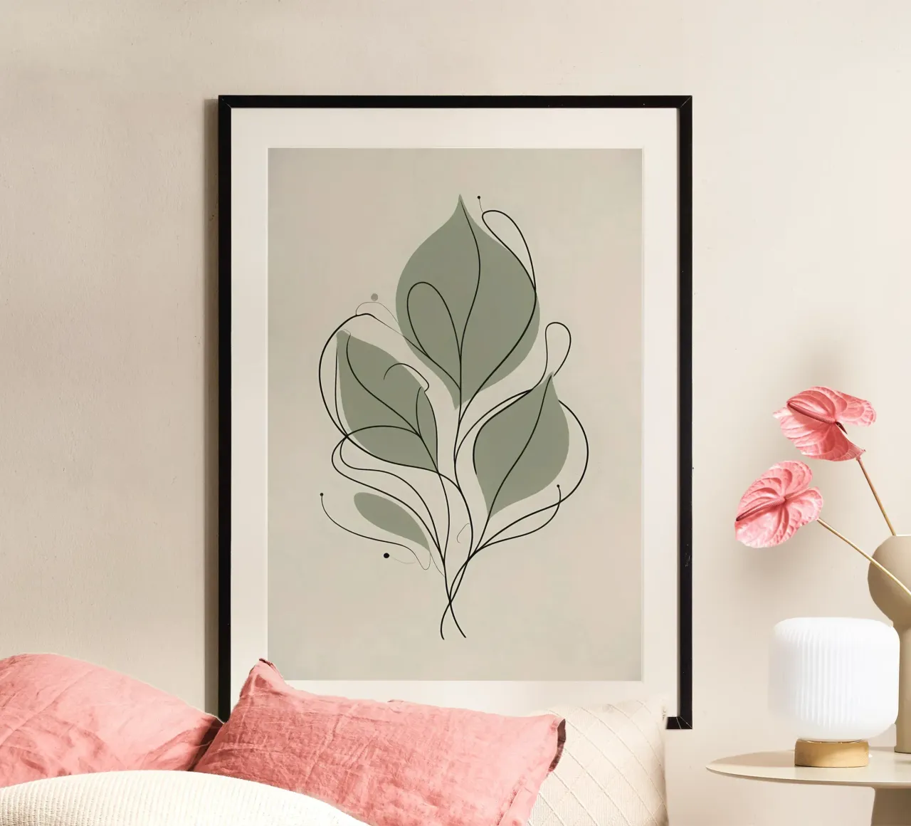 Line art minimaliste con elementi di fogliame tropicale carta hahnemühle da Bloom And Brush
