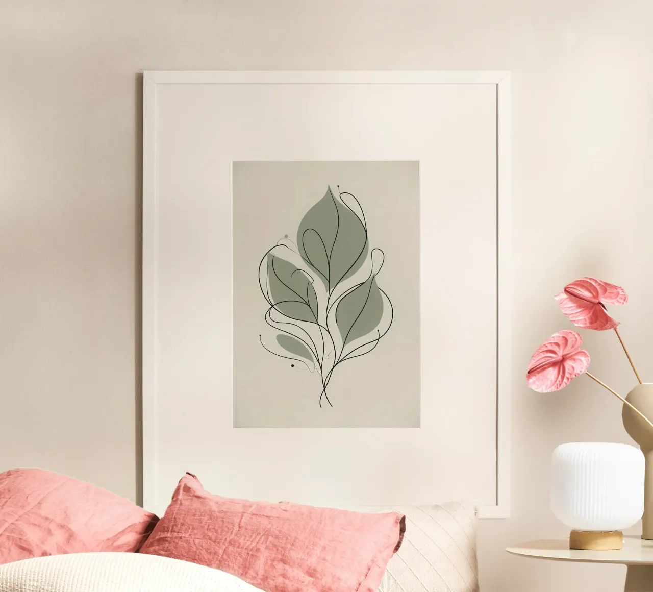 Line art minimaliste con elementi di fogliame tropicale carta hahnemühle da Bloom And Brush