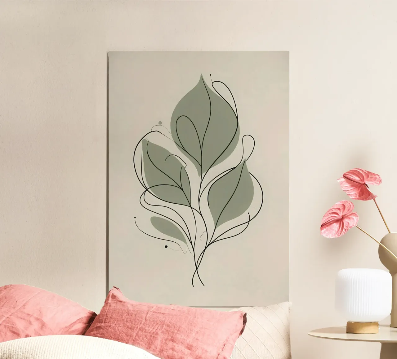 Line art minimaliste con elementi di fogliame tropicale carta hahnemühle da Bloom And Brush