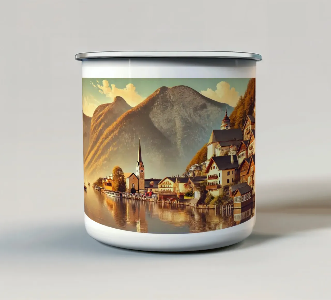 Poster d'epoca di Hallstatt, Austria tazza in smalto da Wanderlust Vibes