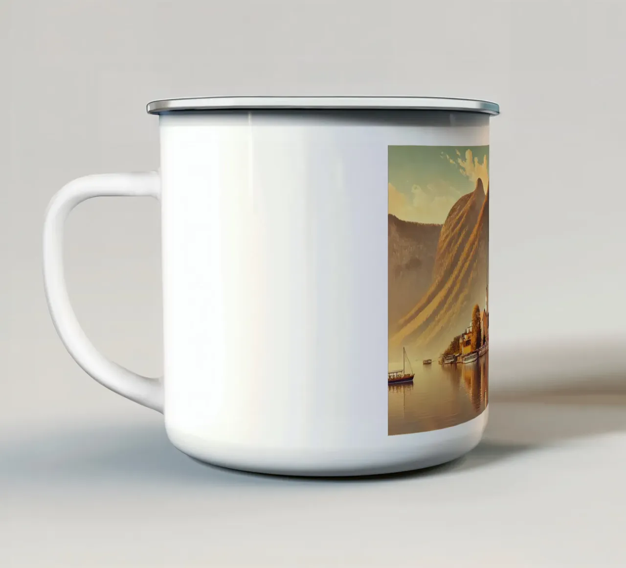 Poster d'epoca di Hallstatt, Austria tazza in smalto da Wanderlust Vibes