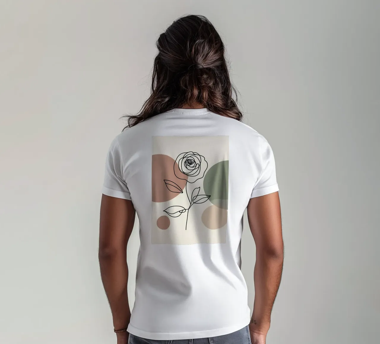 Rose Line Art con forme astratte t-shirt da Bloom And Brush
