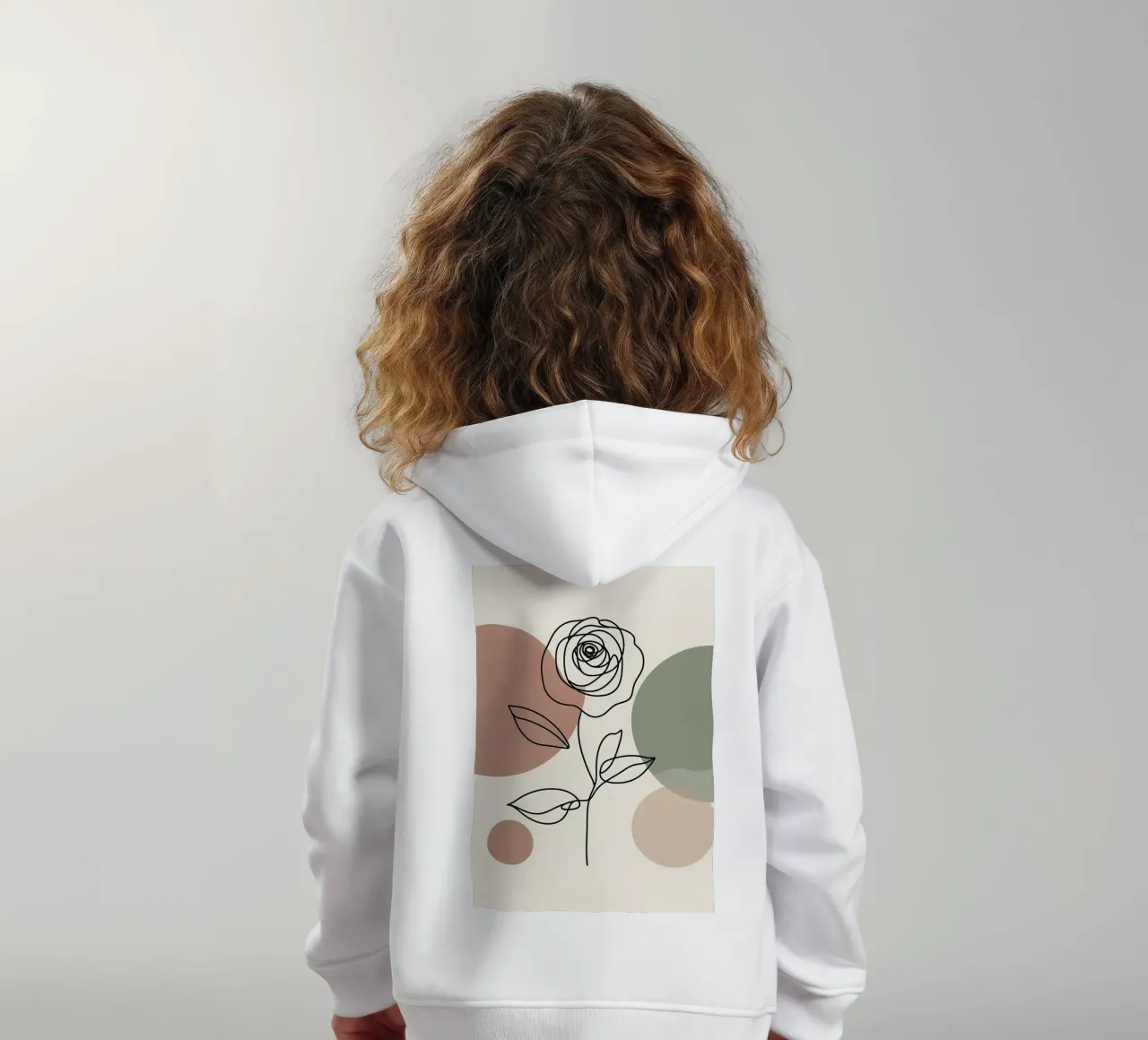 Rose Line Art con forme astratte felpa bambino con cappuccio da Bloom And Brush