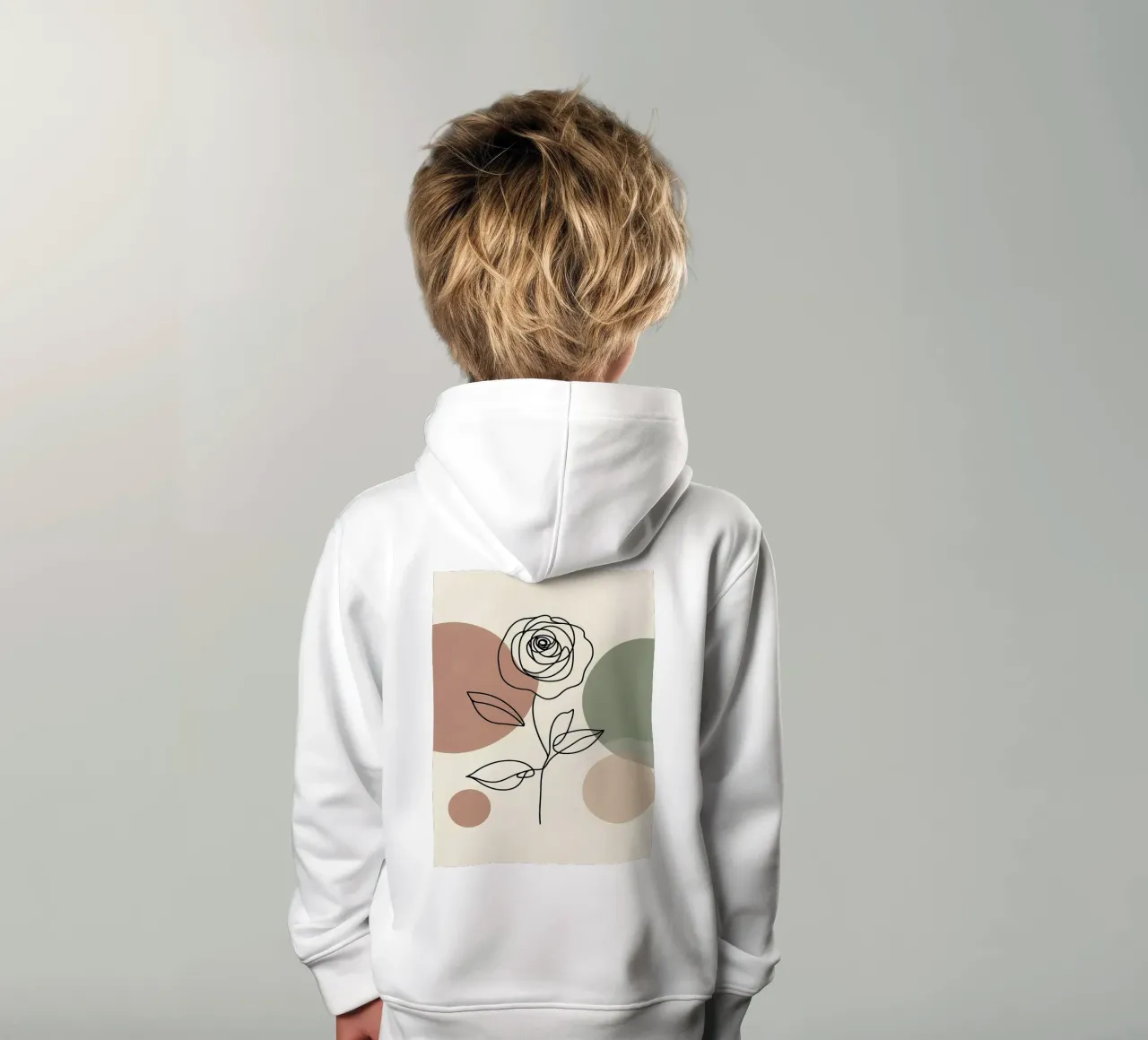 Rose Line Art con forme astratte felpa bambino con cappuccio da Bloom And Brush