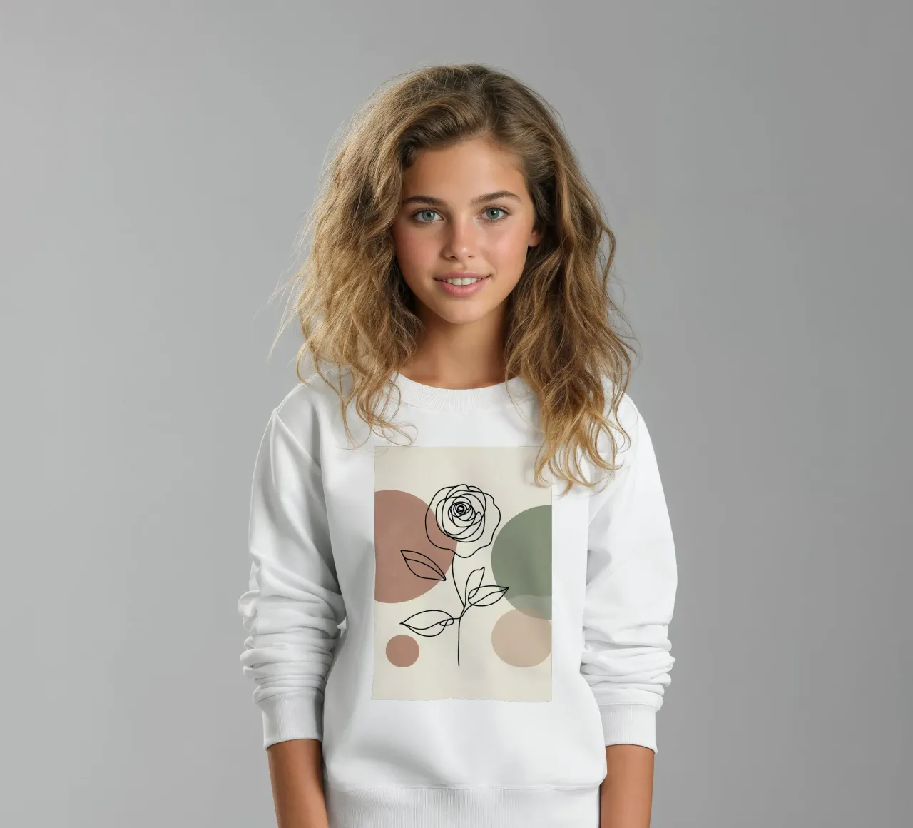 Rose Line Art con forme astratte felpa bambino da Bloom And Brush