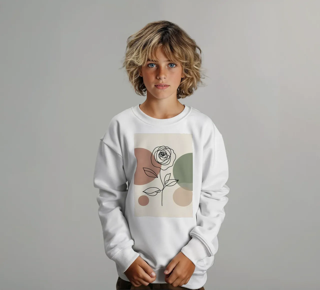 Rose Line Art con forme astratte felpa bambino da Bloom And Brush