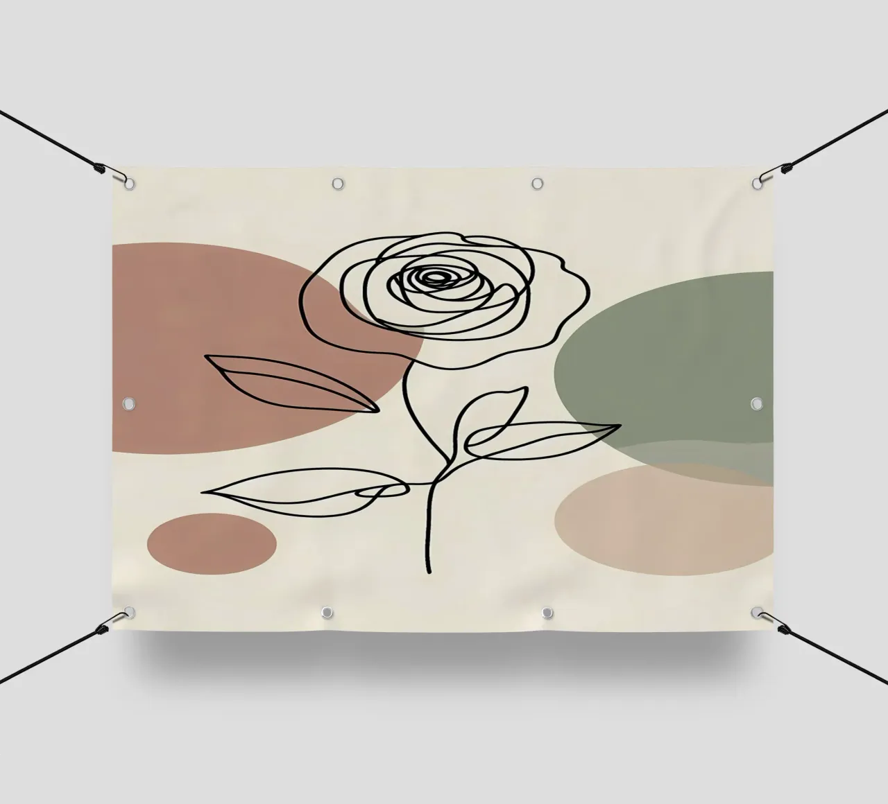 Rose Line Art con forme astratte telo in pvc da Bloom And Brush