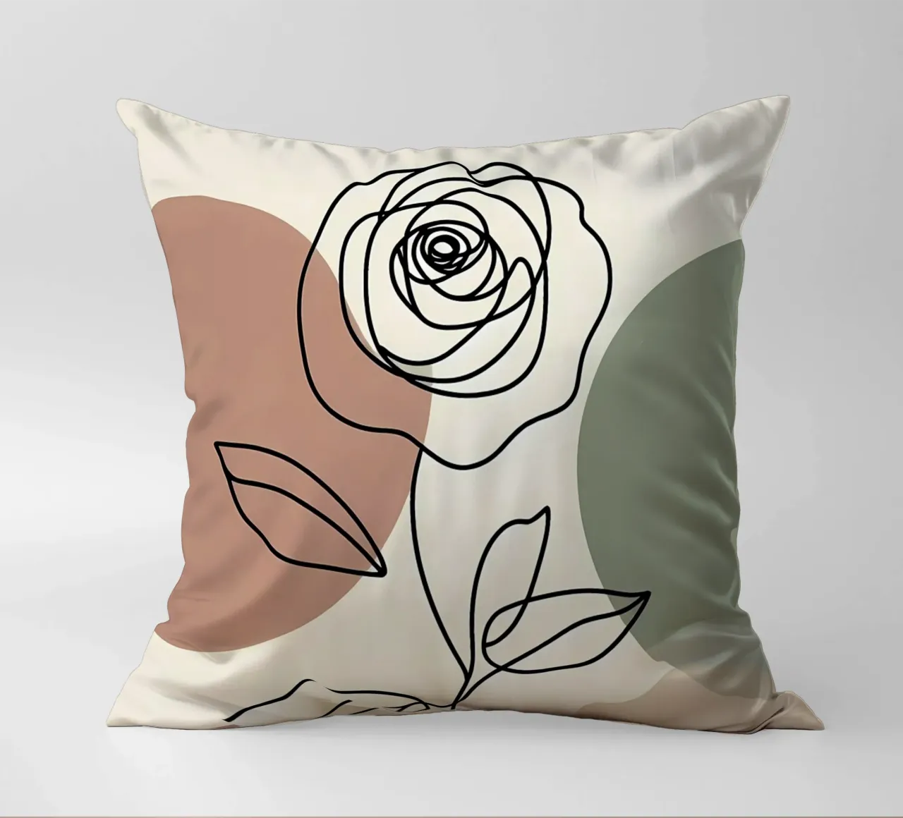 Rose Line Art con forme astratte cuscino da Bloom And Brush