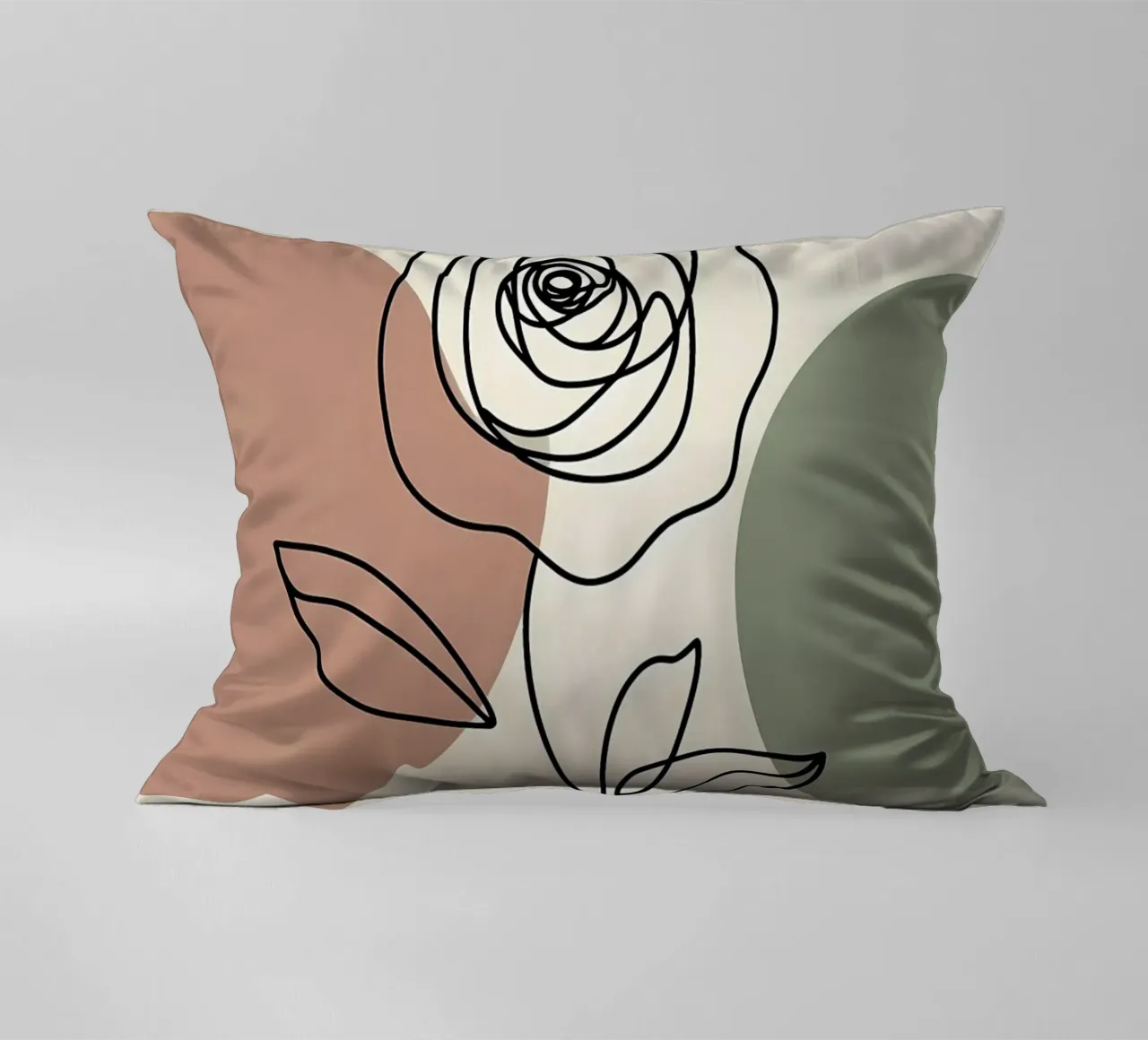 Rose Line Art con forme astratte cuscino da Bloom And Brush