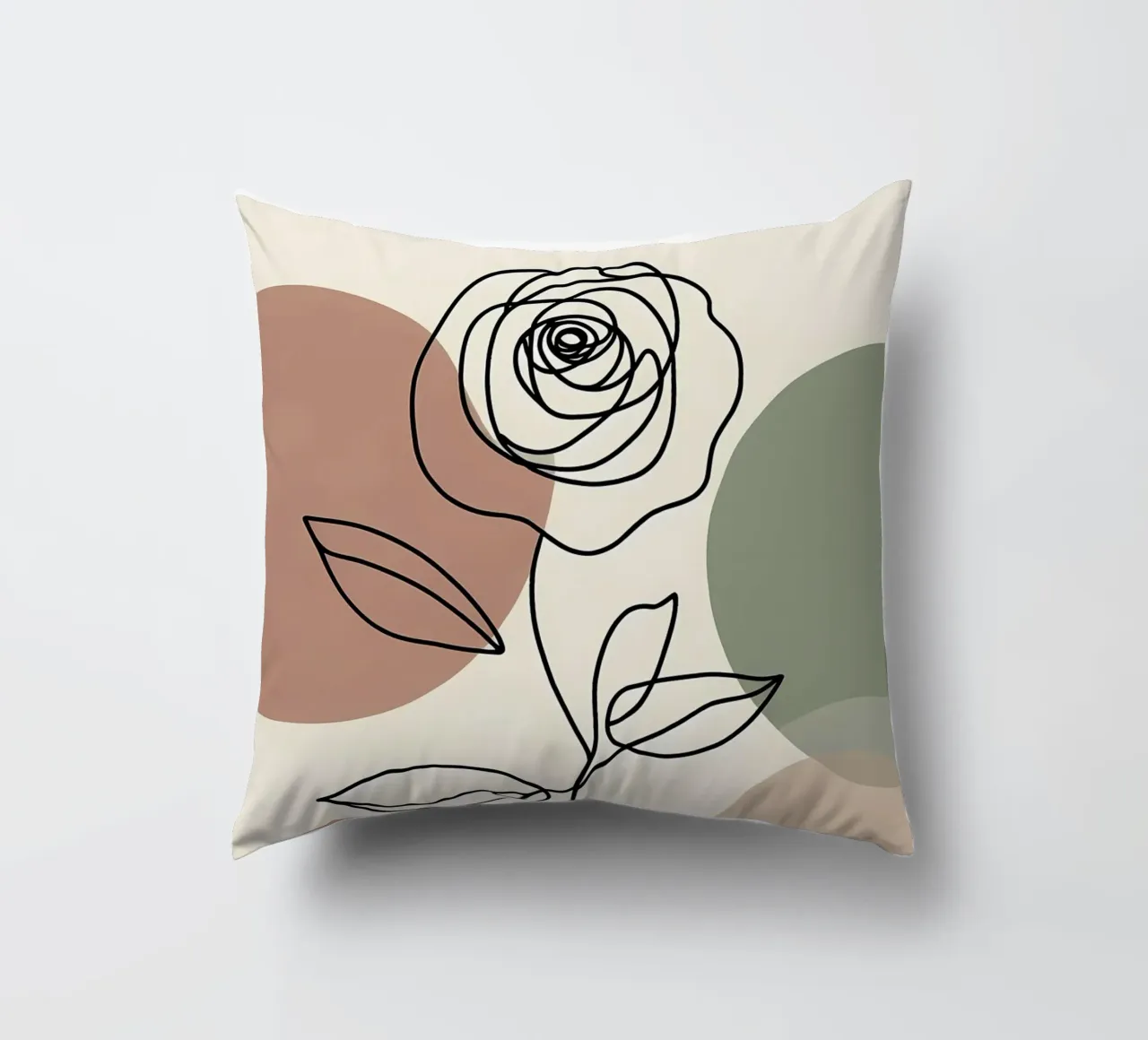 Rose Line Art con forme astratte cuscino da Bloom And Brush