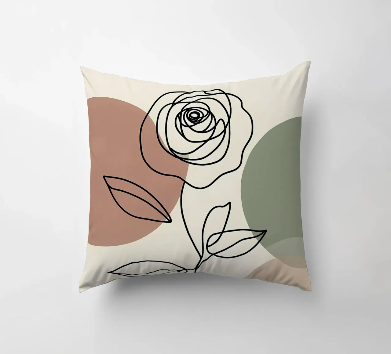 Rose Line Art con forme astratte cuscino da Bloom And Brush