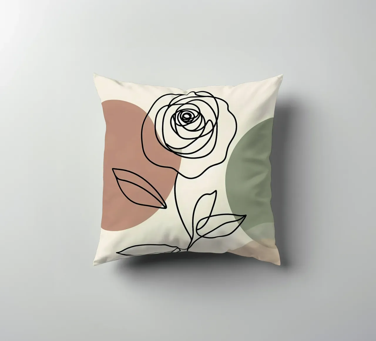 Rose Line Art con forme astratte cuscino da Bloom And Brush