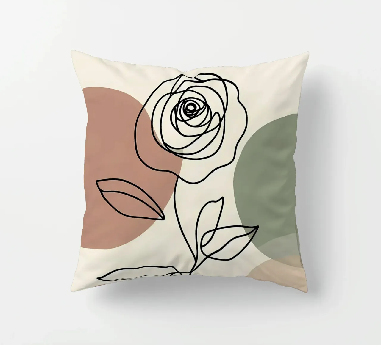 Rose Line Art con forme astratte cuscino da Bloom And Brush