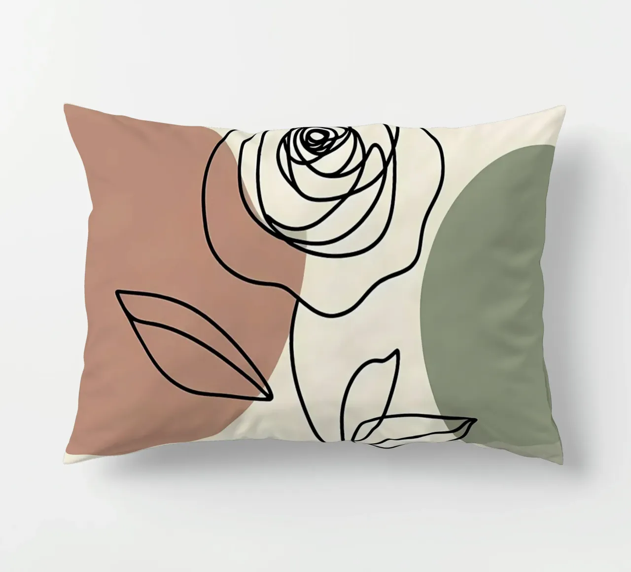 Rose Line Art con forme astratte cuscino da Bloom And Brush