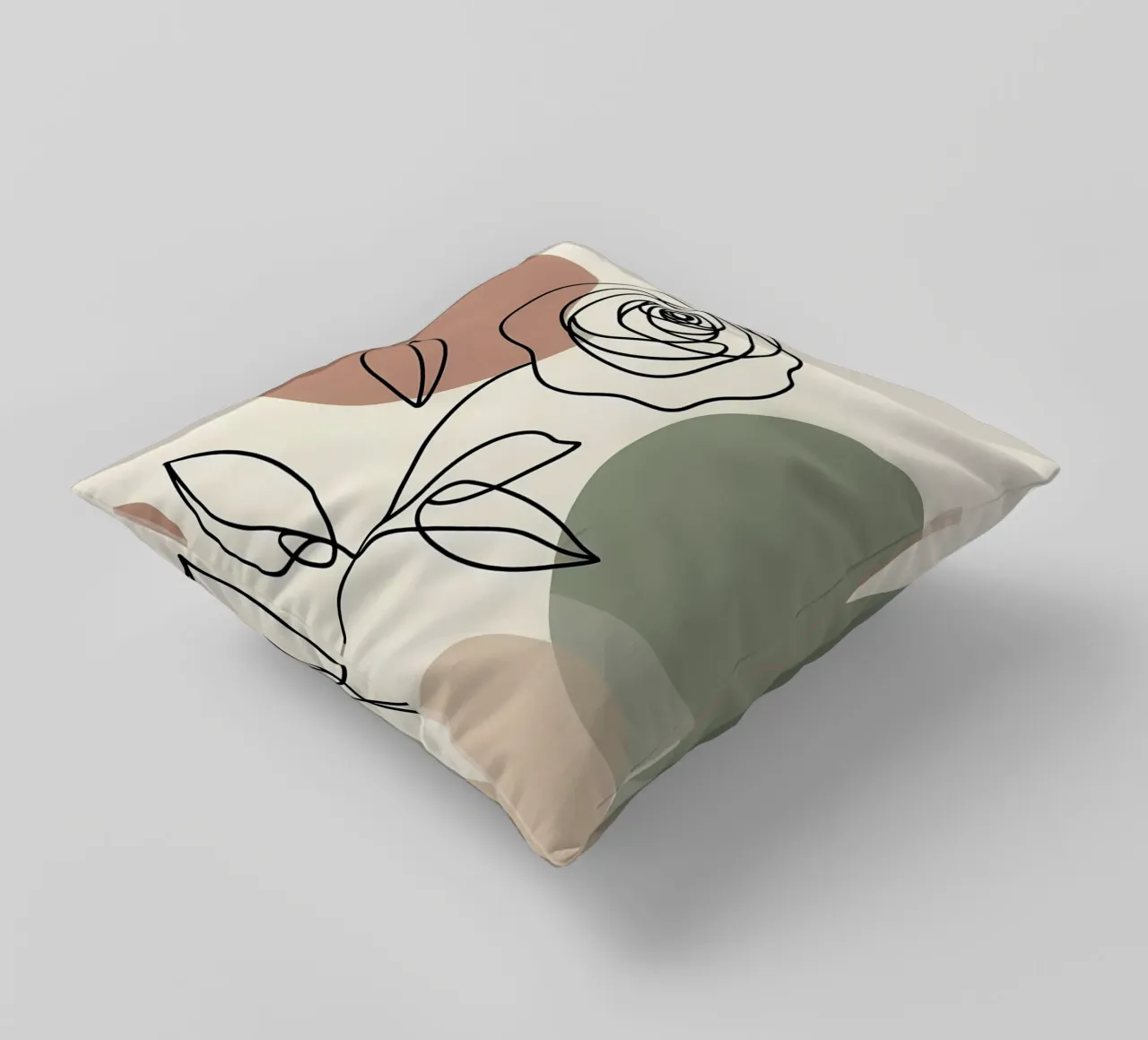 Rose Line Art con forme astratte cuscino da Bloom And Brush