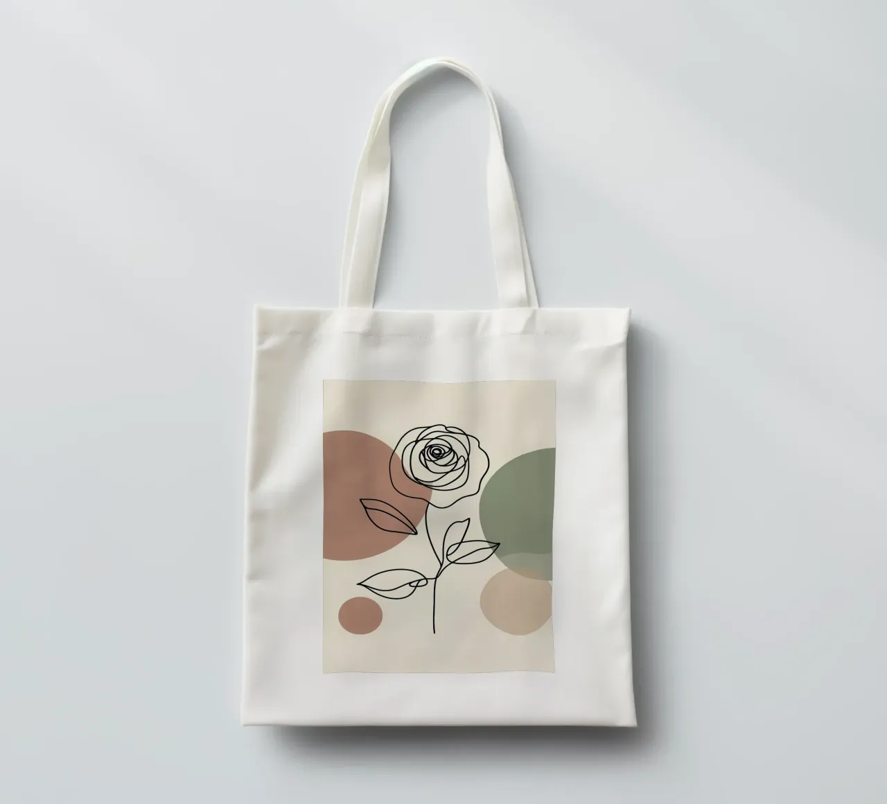 Rose Line Art con forme astratte borsa in juta da Bloom And Brush
